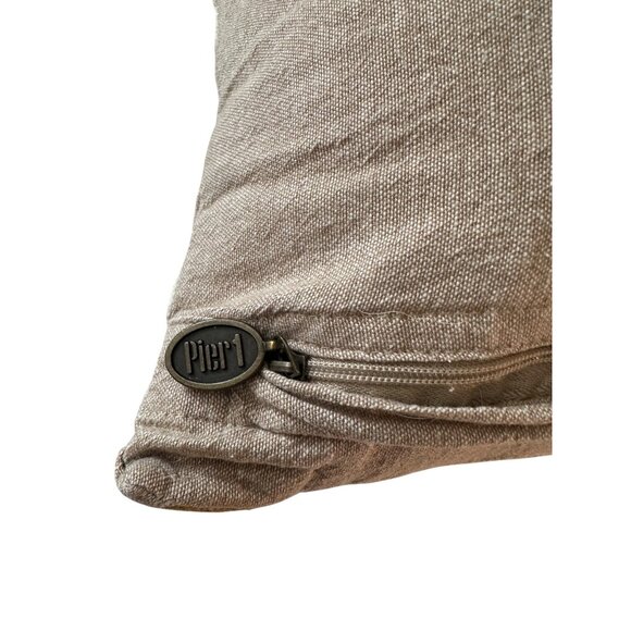 Pier 1 rectangle Pillow 3d Embroidered Leaf Patterns Sofa zipper luxury boho - Picture 3 of 9